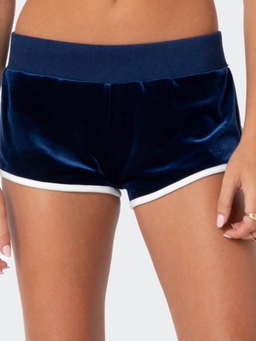 EDIKTED 🩷 Navy Athletic Shorts with White Trim Sz XS Like New
